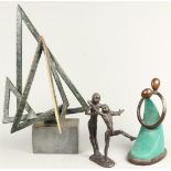 A lot of various bronze abstracts and modern sculptures.