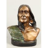 A bronze bust of a Native American, 2nd half 20th century.