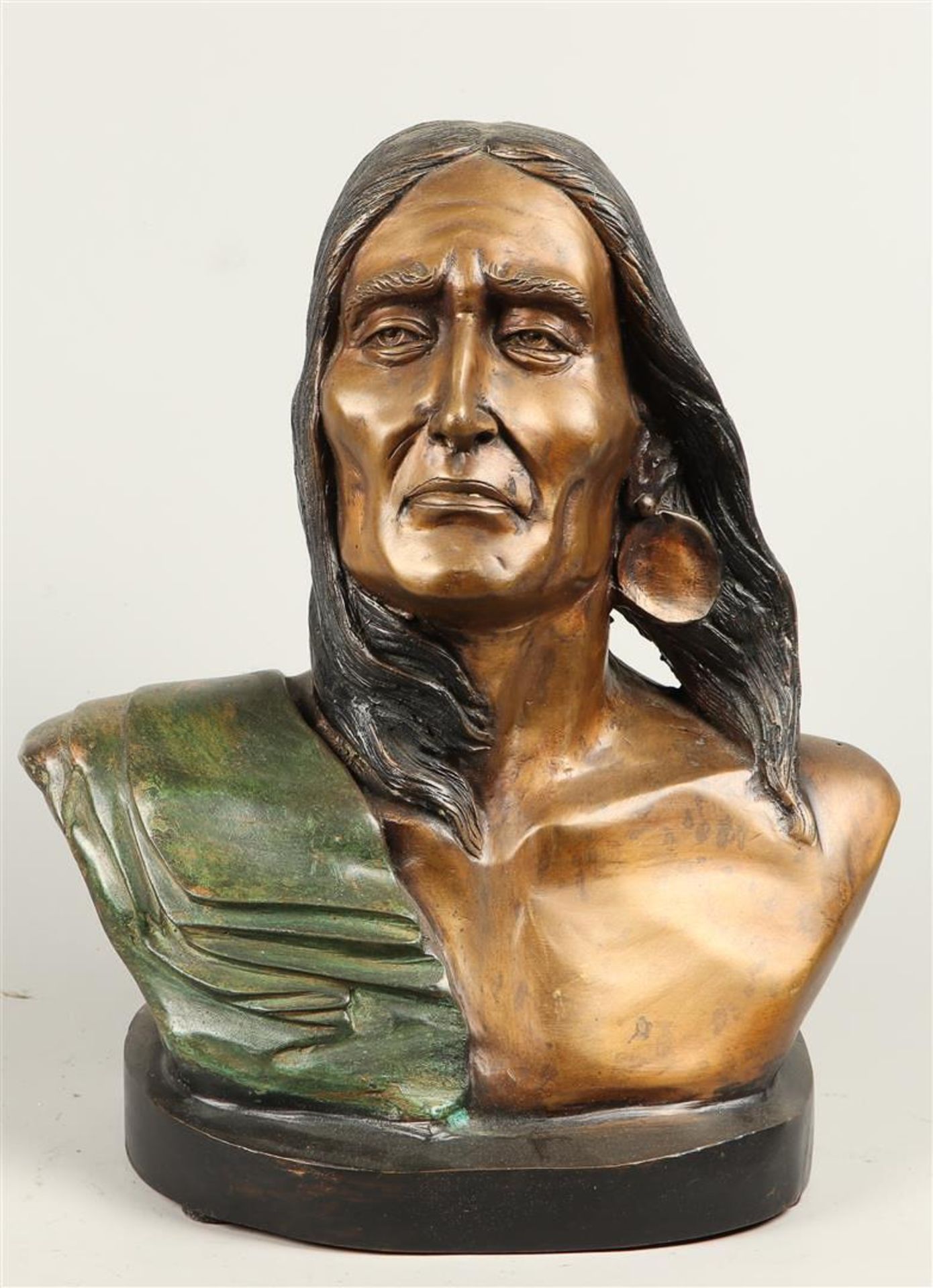 A bronze bust of a Native American, 2nd half 20th century.