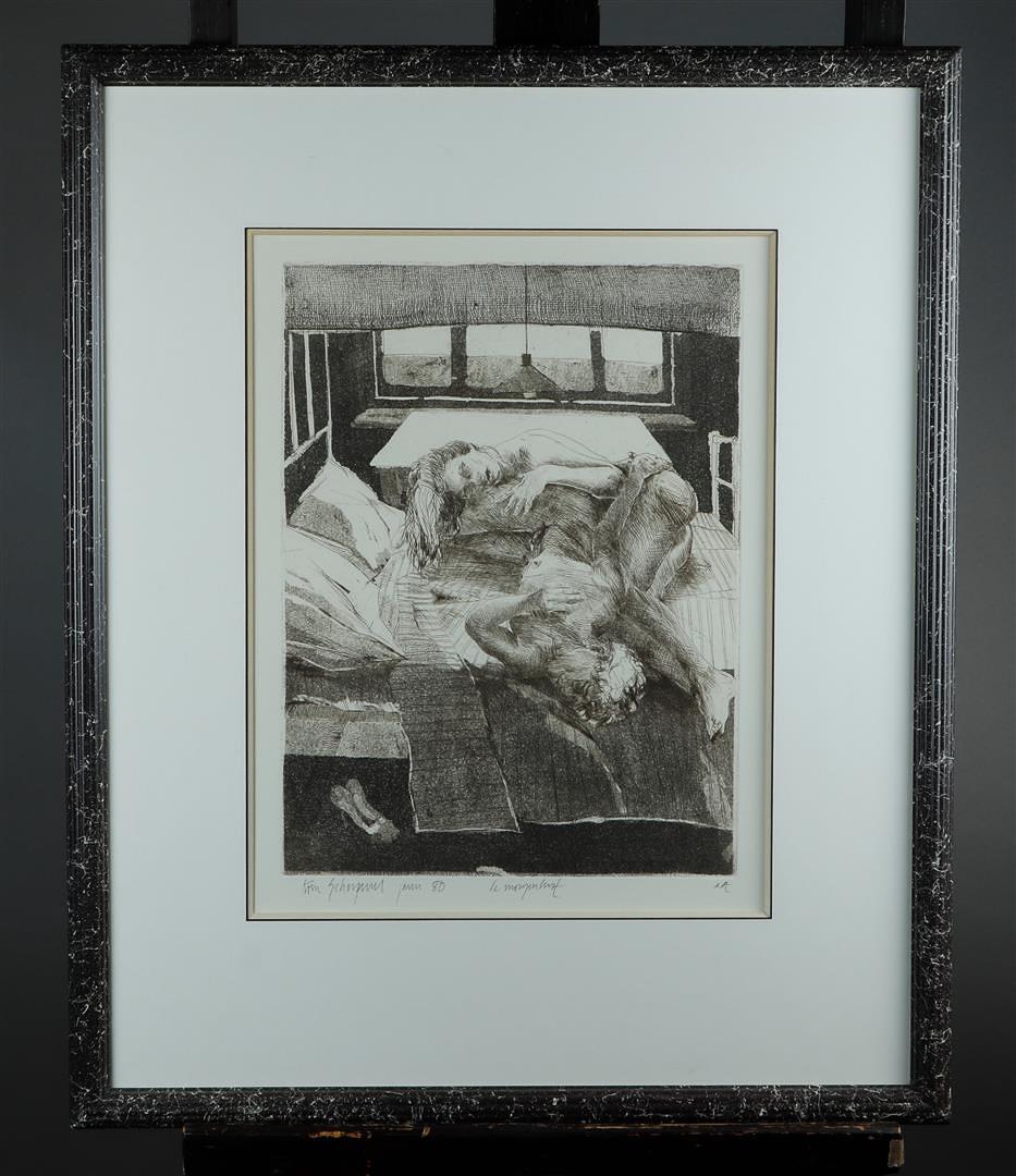 Flemish Artist, 1980, De morgenlust, signed, dated '80, and numbered: EA (in pencil), etching on pap - Image 2 of 3