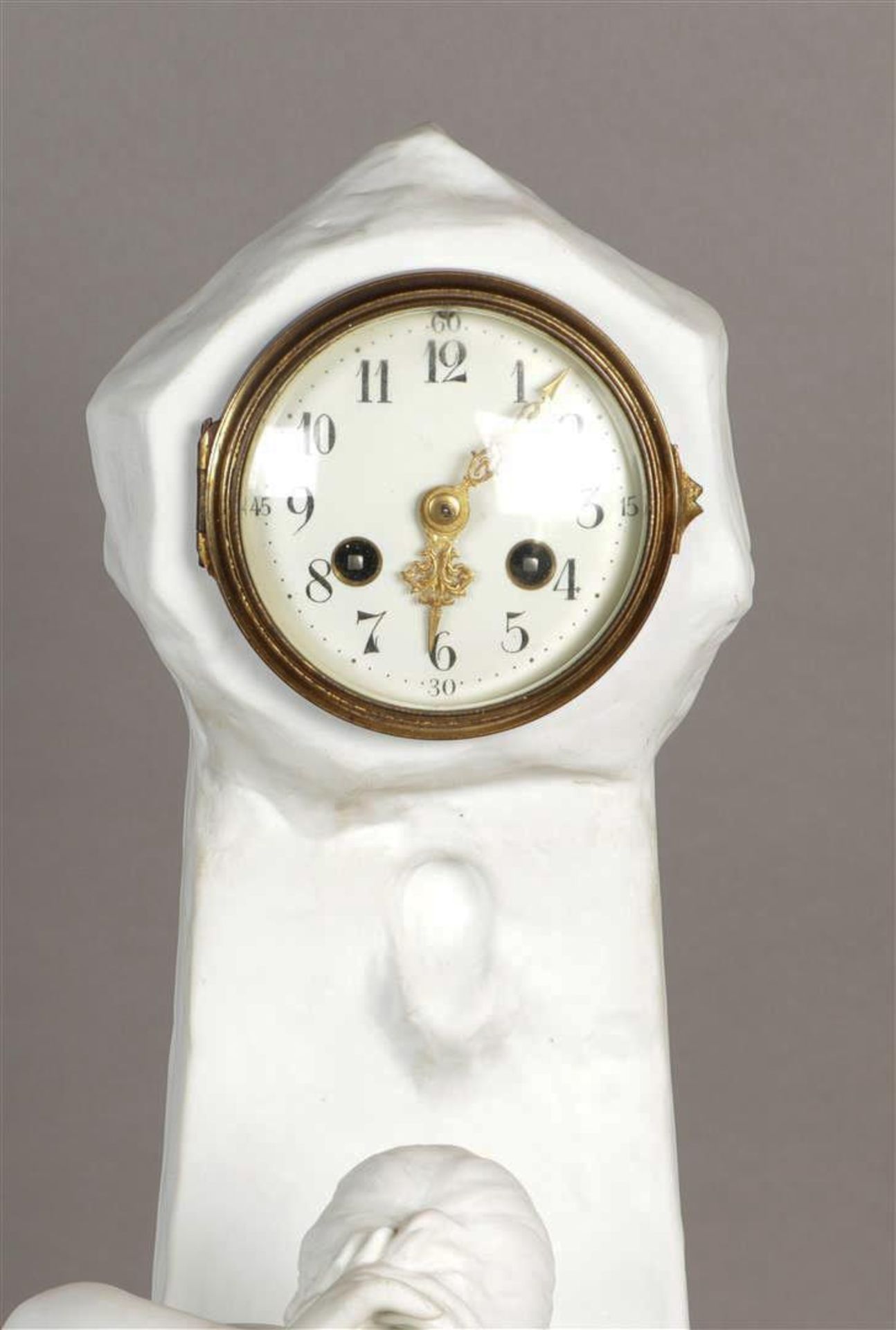 A biscuit Art Nouveau mantel clock, ca. 1900. (Not tested for long-term operation). - Image 3 of 11