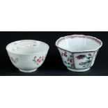 Two porcelain bowls, one angled, both with floral decoration. China, Yongzheng.
