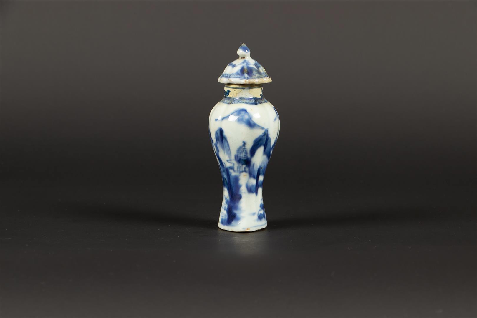 A porcelain baluster-shaped lidded vase with a mountain landscape decoration. China, Qianglong. - Image 3 of 7