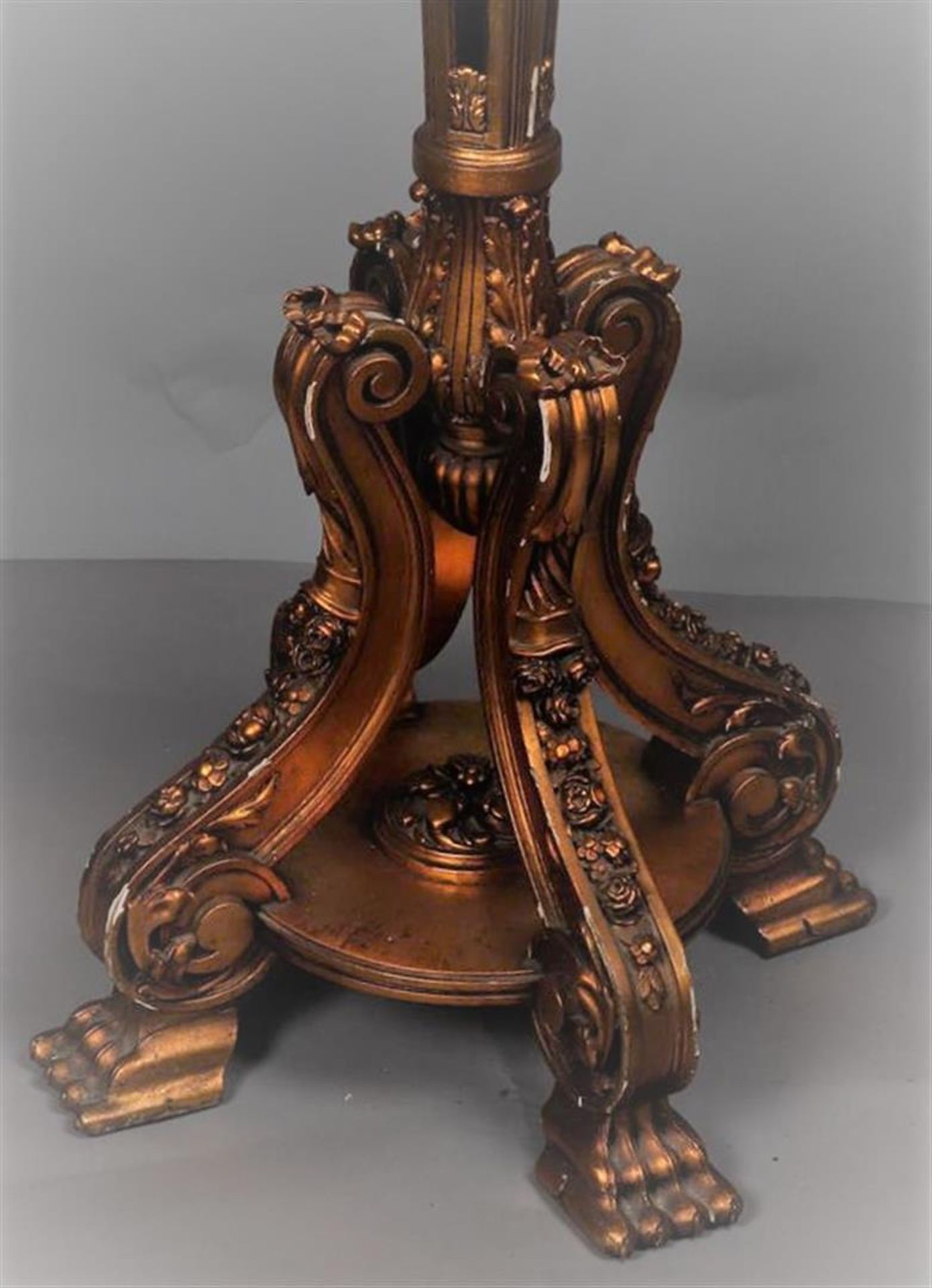 A richly decorated, bronzed wooden pedestal after an older example, 20th century. - Image 2 of 4