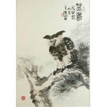 Z.K. Chen, Chinese, 20th century. Two drawings depicting geese, and an eagle owl (2x).