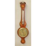 An English banjo barometer with intarsia. 19th century.