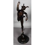 A large bronze sculpture depicting Hermes / Mercury. 20th century.