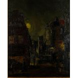 Unreadable, City view in Paris (?) at night, oil on canvas.