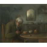 Gerke Henkes (Delftshaven 1844 - 1927 Rotterdam),Man having dinner, signed (lower right), pastel on