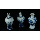 Three small porcelain shoulder vases, all with floral decoration. China, Qianlong.