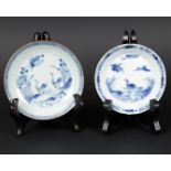 Two porcelain plates with river landscape decor. China, Yongzheng.