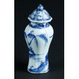 A porcelain contoured lidded vase with river landscape decor. China, Yongzheng/Qianlong.
