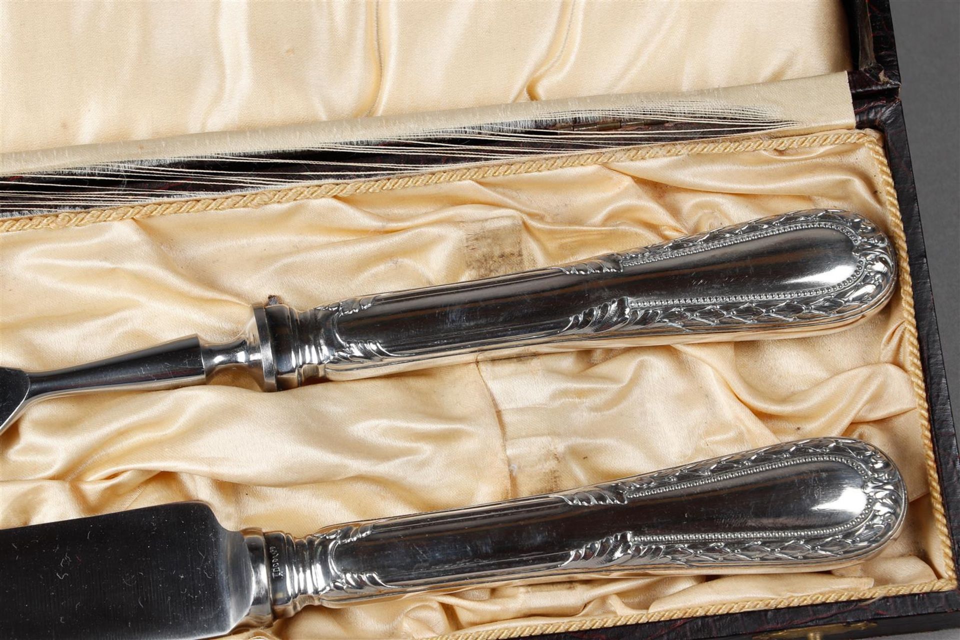 A meat cutting set with silver handle, marked 800. - Image 2 of 2