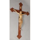 A large wooden crucifix. First half 20th century.