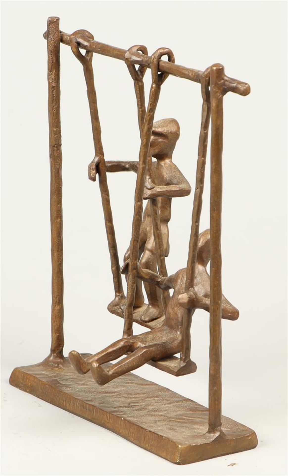 and three decorative bronze statuettes of rockers, two heads, and a dike warden. - Image 2 of 7