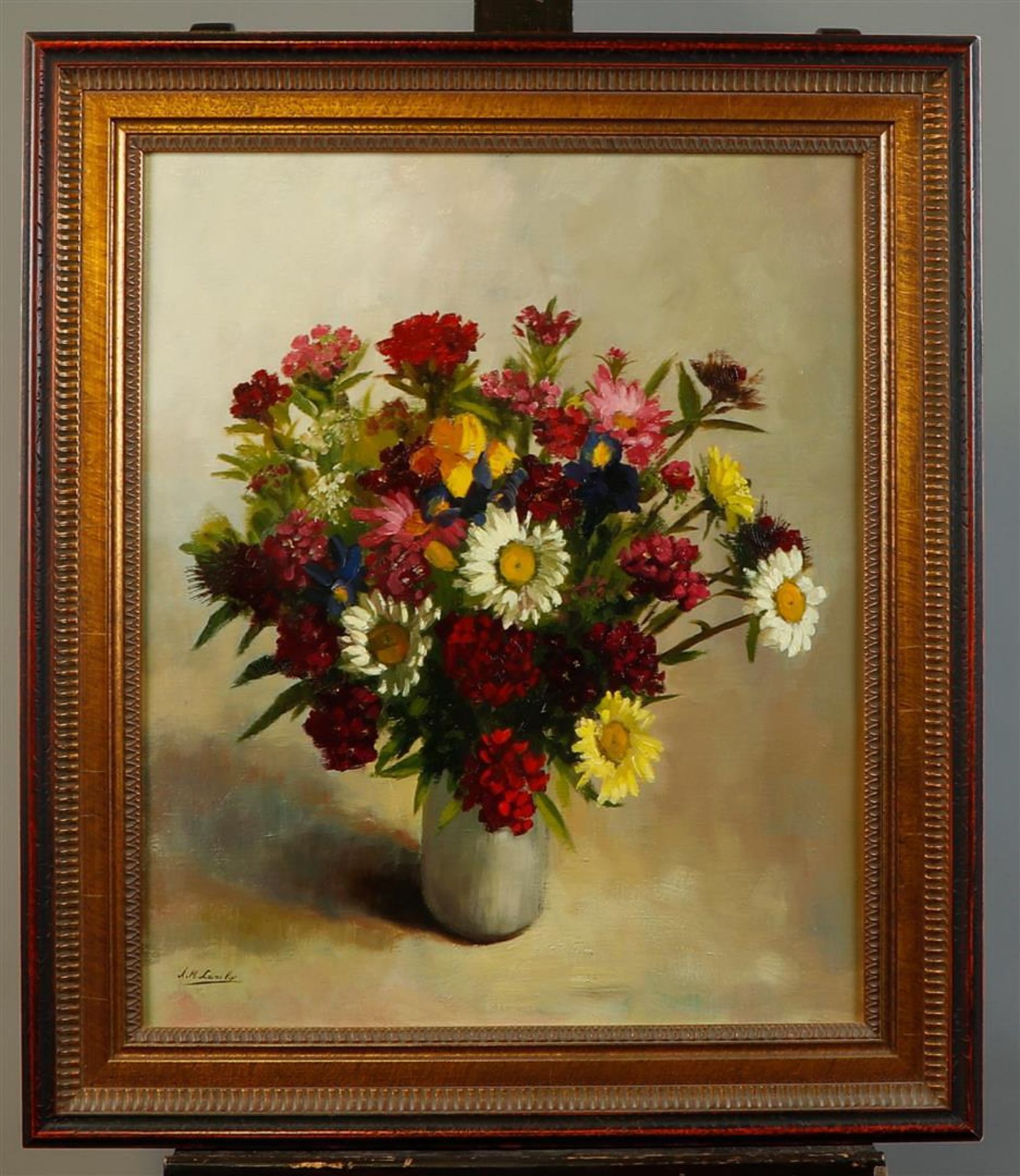 Unknown, 20th century. Flower still life, signed, oil on canvas. - Image 2 of 4