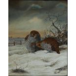 Dutch School, 20th century, Quail in a snowy landscape, signed "D. de Haas" (lower right), pastel on