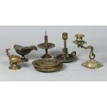 A lot miscellaneous, including candlesticks and weights. 19th & 20th century.