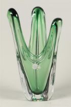 A glass mid-century modern vase, René Delvenne. Val Saint Lambert, mid 20th century.
