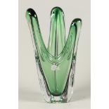 A glass mid-century modern vase, René Delvenne. Val Saint Lambert, mid 20th century.