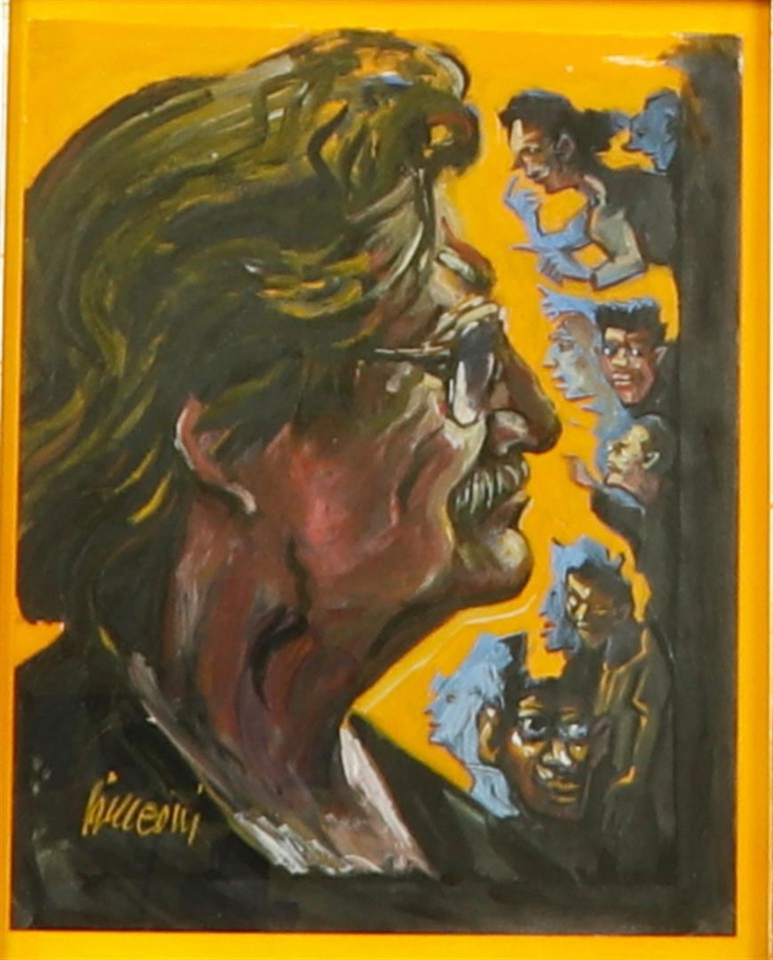 Portrait of Guy Johnson (Fort Wayne, Indiana, US 1927 - 2019), painted by a friend. Unclearly signed