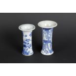 Two porcelain various cup vases, both with floral decoration. China, Kangxi/Yongzheng.