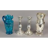 A lot with various glass including silver plated glassware. 19/20th century.