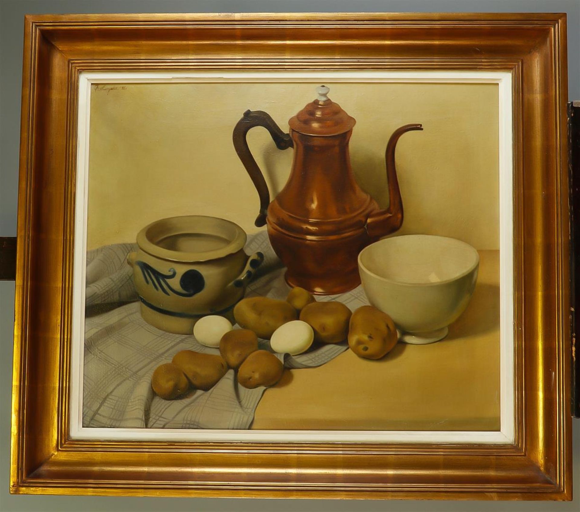 Frans Luyckx (De Frenne) (Borgerhout 1923–1997 Essen), Still life of a copper coffee pot, Cologne st - Image 2 of 4