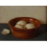 Gerrit de Jong (Amsterdam 1905 - 1978 Zaanstad), Slide work bowl with eggs, signed (lower left), oil