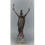 After Hans Müller (Vienna 1873 - 1937), A bronze sculpture of Athena, Nike, Goddess of victory, hold