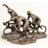 A dark patinated bronze sculpture of the Ronde van Nederland.