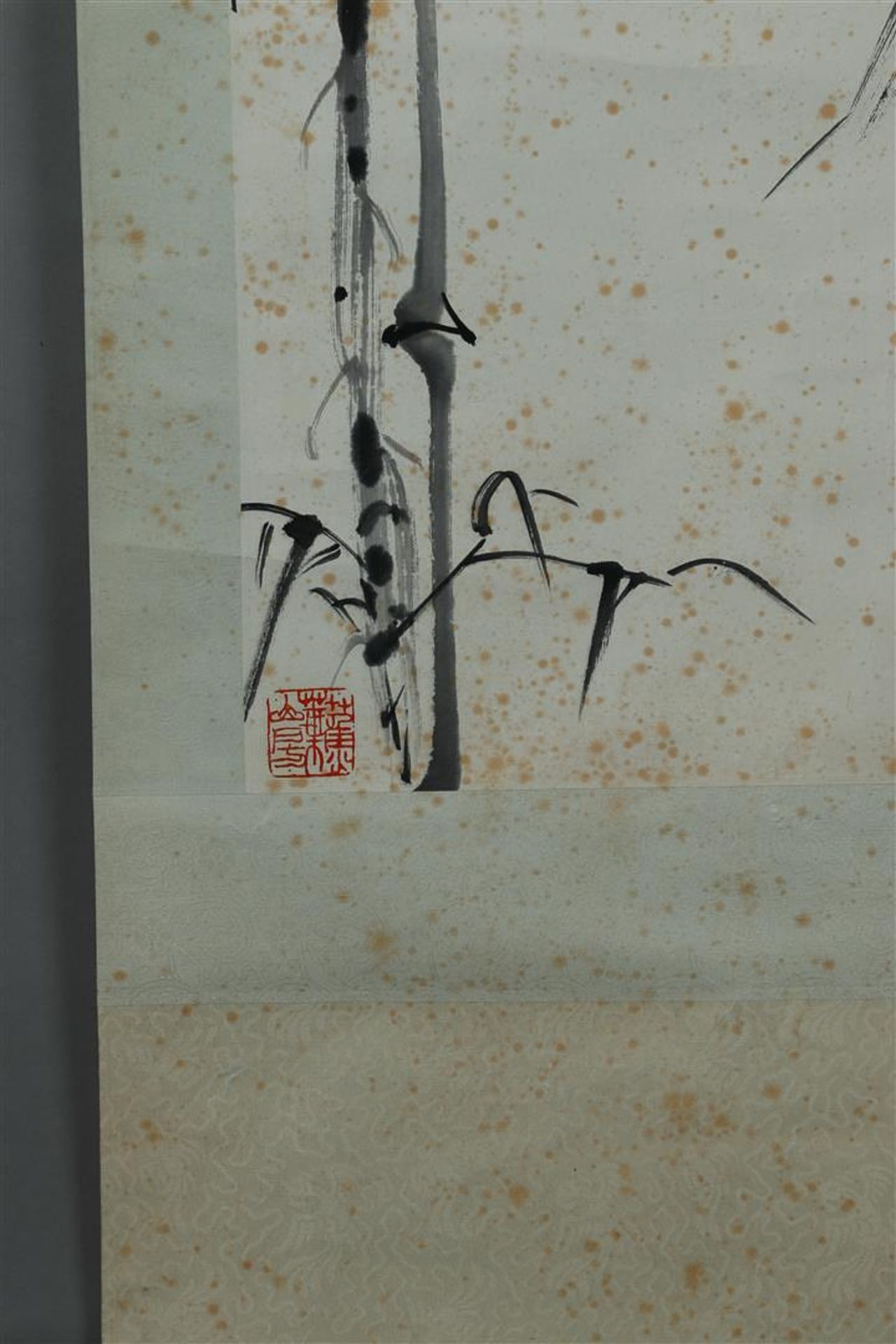 A Chinese scroll drawing depicting reeds on the waterfront. With signature and Chinese characters. - Image 2 of 2
