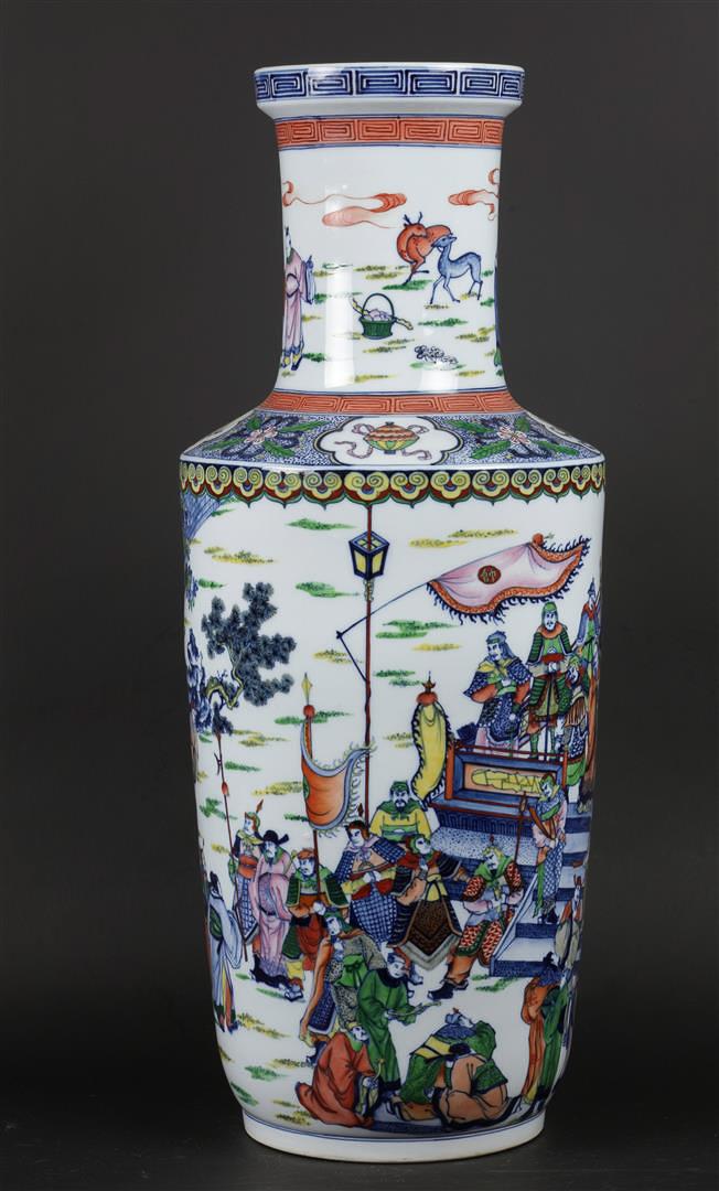 A Doucai baluster vase decorated with figures, marked Kangxi. China, late 20th century. - Image 3 of 5