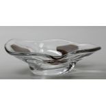 A two-tone glass bowl, marked "Krasensky / 2008" on the bottom. Approx. 1990.