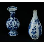A porcelain ribbed vase with lily decoration on the belly & a belly vase with floral decor in lotus