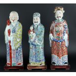 A lot of three porcelain Famille Rose immortals. China, late 19th century.