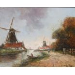 Frans van Diest, 19th century. Mills in a river landscape. Signed (lower right), oil on canvas.