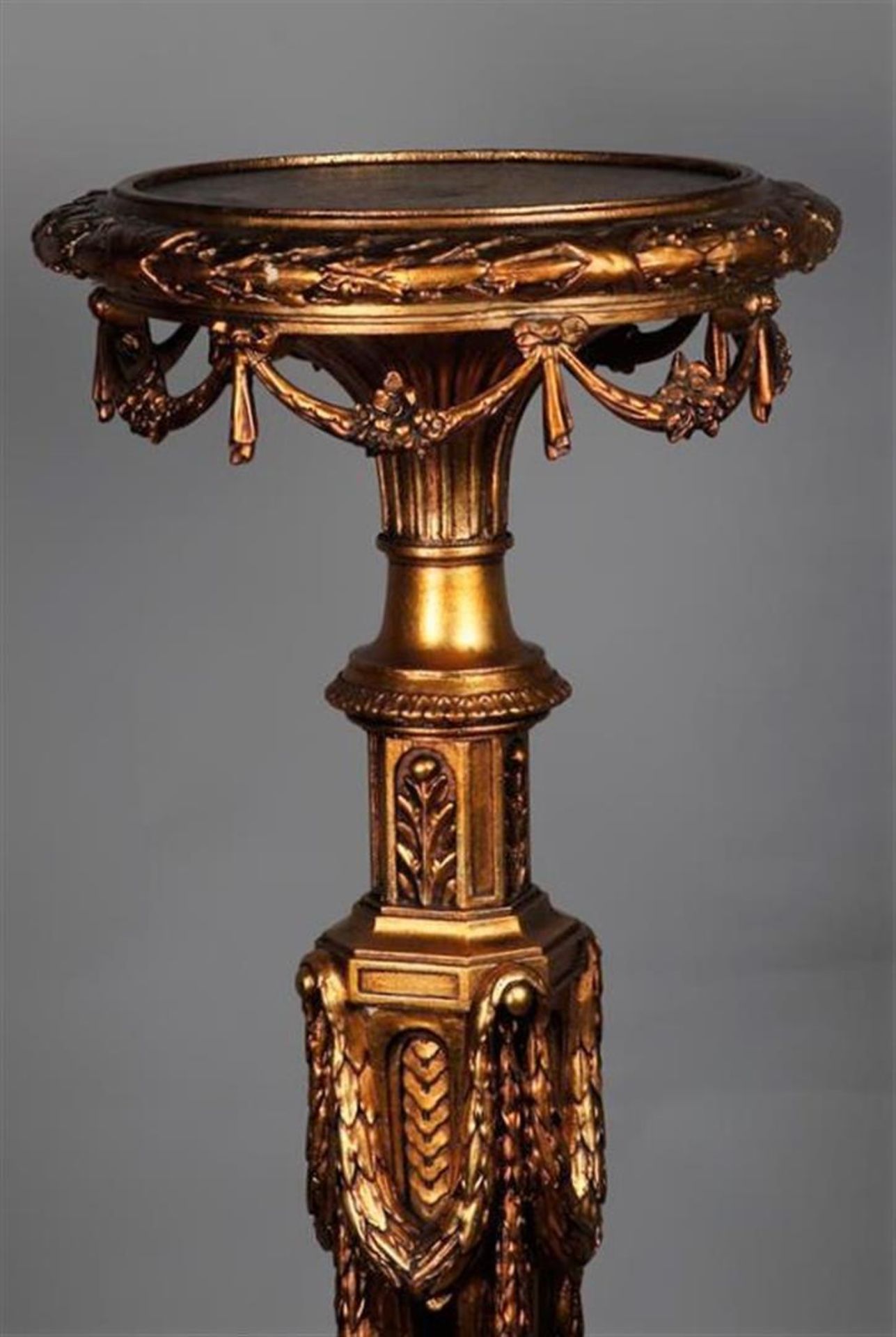 A richly decorated, bronzed wooden pedestal after an older example, 20th century. - Image 4 of 4