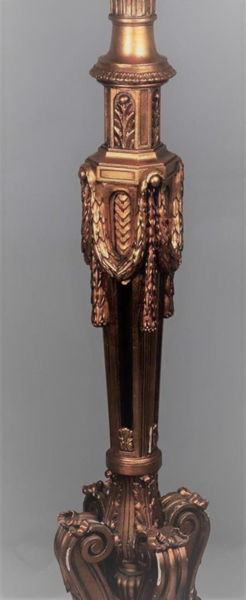 A richly decorated, bronzed wooden pedestal after an older example, 20th century. - Image 3 of 4