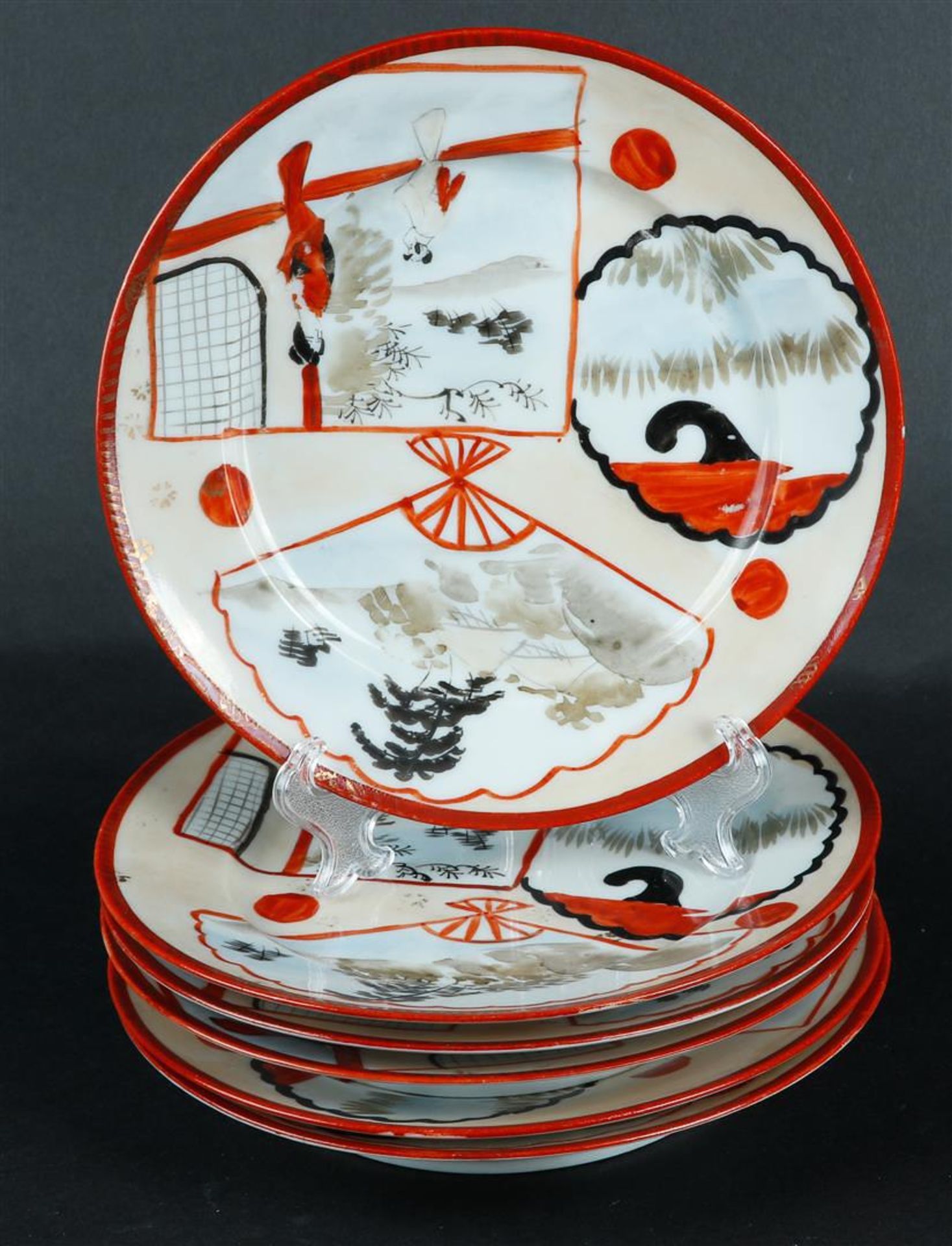 A lot of (6) Japanese porcelain cake plates, 19/20th C.