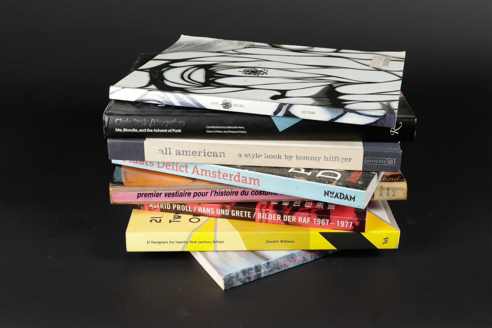 Collection of books including 21 Designers for Twenty-First Century Britain, Gareth Williams, 2012.