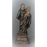 A wooden polychrome statue, Madonna with child. Possibly Antwerp 17th/18th century.