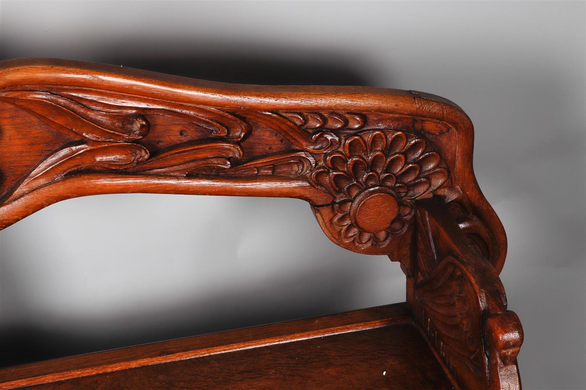 A carved oak hall bench, early 20th century. - Image 2 of 3