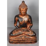 A very large bronze Buddha with partly traces of gilding. Tibet, 19th century.