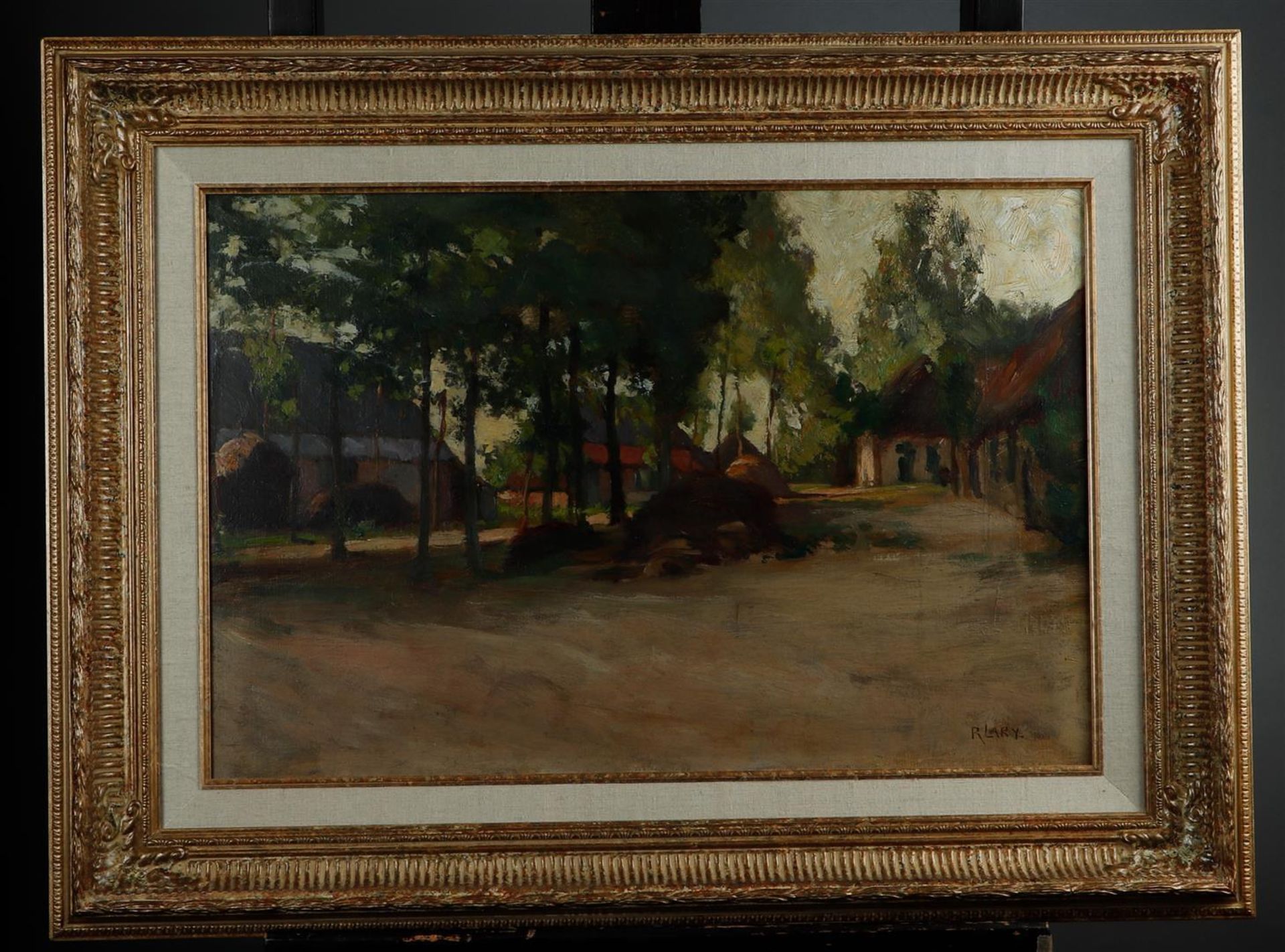 Roeland Larij (Dordrecht 1855 - 1932), A dirt road through a village, signed "R LARY" (apocryphal),  - Image 2 of 2