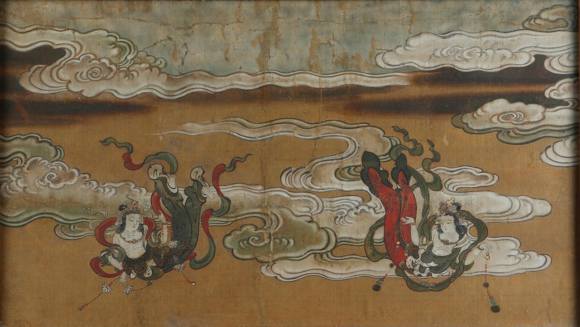 A silk-painted drawing of two goddesses. China, 17th century.