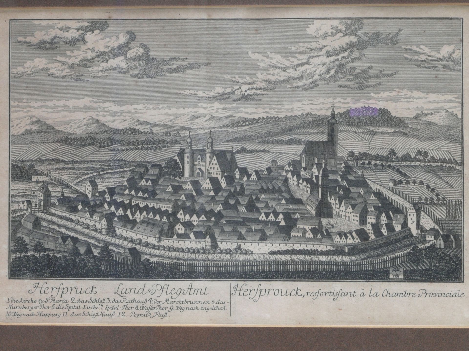 Roth, Christoph Melchior (1720-1798) - Herspruck-Land-Pfleg Amt Gesamtansicht der Stadt Hersbruck um - Bild 2 aus 6