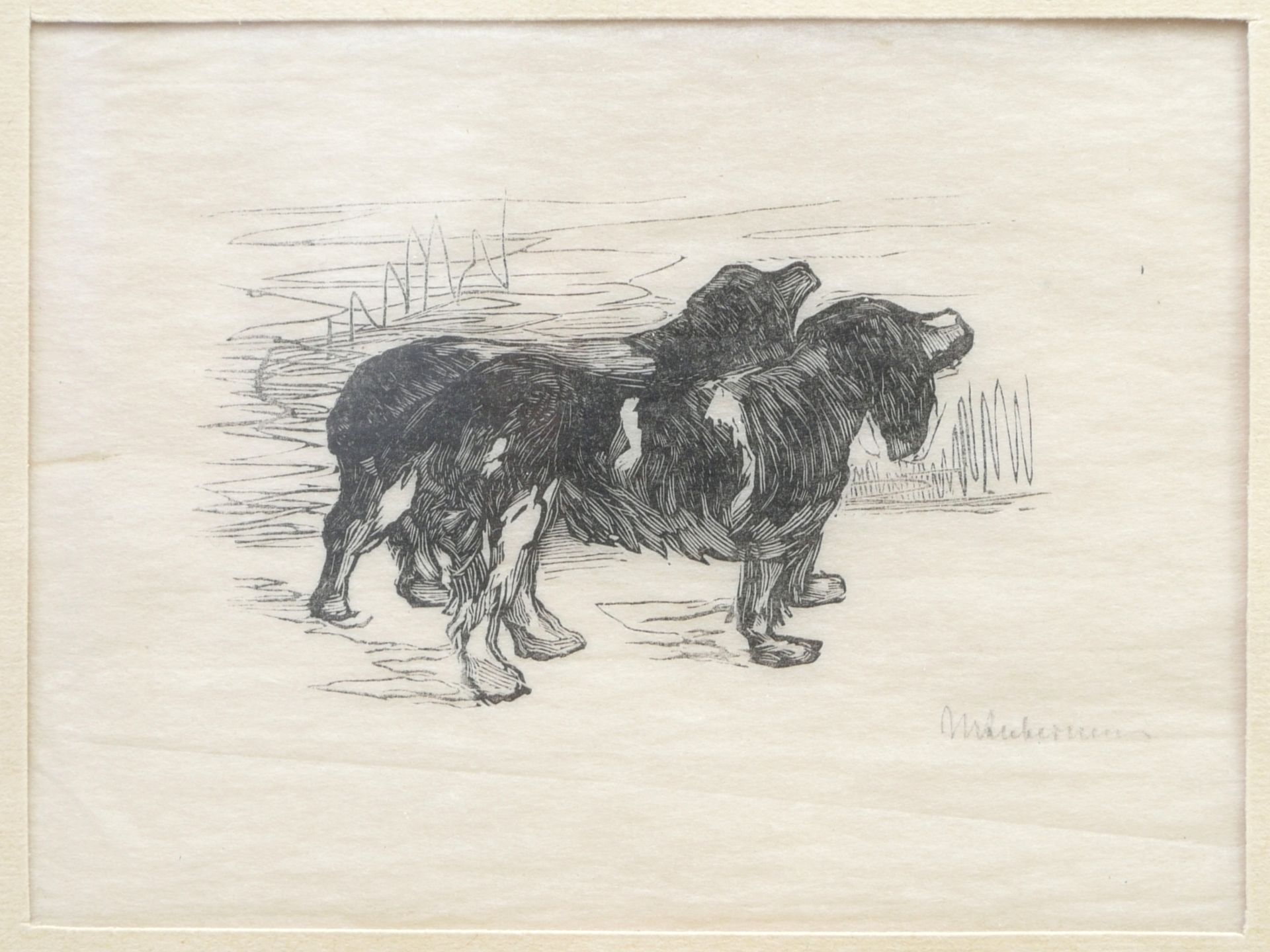 Liebermann, Max (1847-1935) - Holzschnitt Zwei Spaniel - Bild 2 aus 5