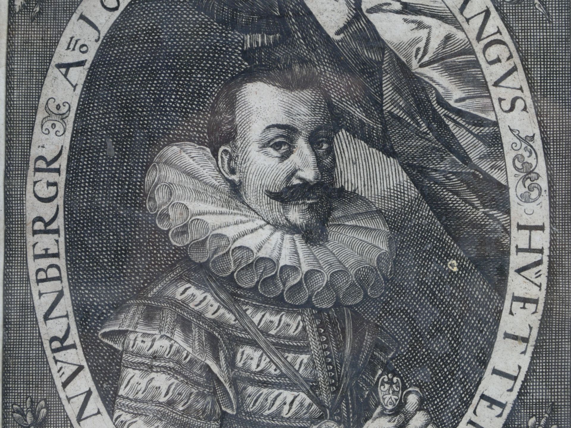 Monogramiert DL - Kupferstich Portrait Wolfgang Hütter Nürnberg datiert 1606 - Bild 2 aus 4