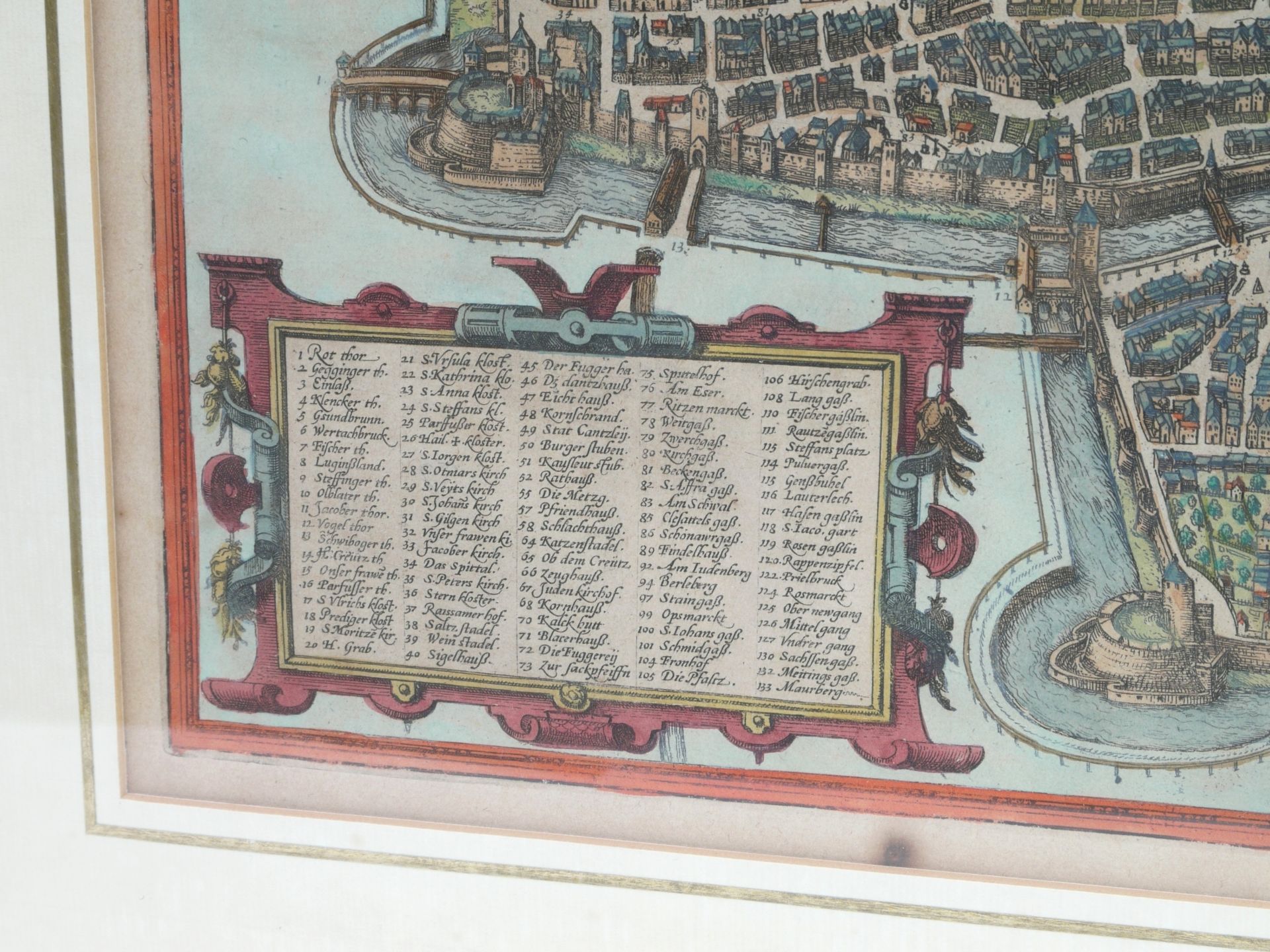 Braun, Georg und Hogenberg, Frans - Kupferstichkarte Augsburg aus "Civitates Orbis Terrarum" - Bild 5 aus 7